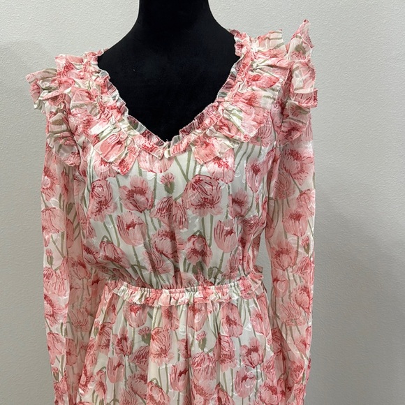 Kori NWT Pink Floral Dress with Ruffles - Picture 3 of 5